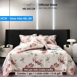 Bộ chăn ga gối chần bông phi lụaThái 6D MD.Decor - Bedding nhập khẩu cao cấp êm mềm nhiều kích thước M6/M8