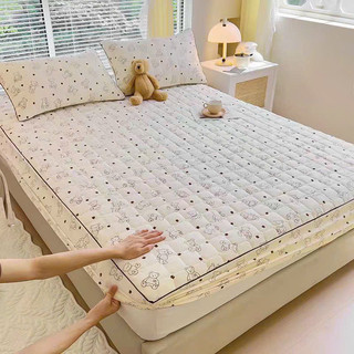 Bộ 3 Món Ga và 2 vỏ gối đũi Trần bông cao cấp chất liệu đũi sơ đậu nành m6/m8