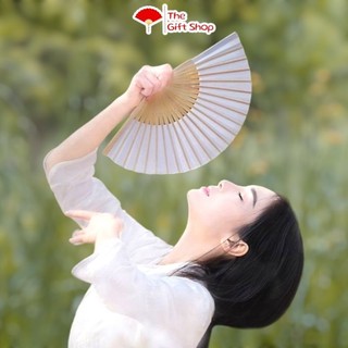 Quạt giấy cổ trang nan tre đa màu sắc-Quạt cổ trang size nhỏ giá rẻ-Phụ kiện cổ trang Trung Quốc