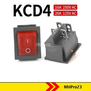 Công tắc bập bênh 16a 250v kcd4-102 31x25mm 4 chân