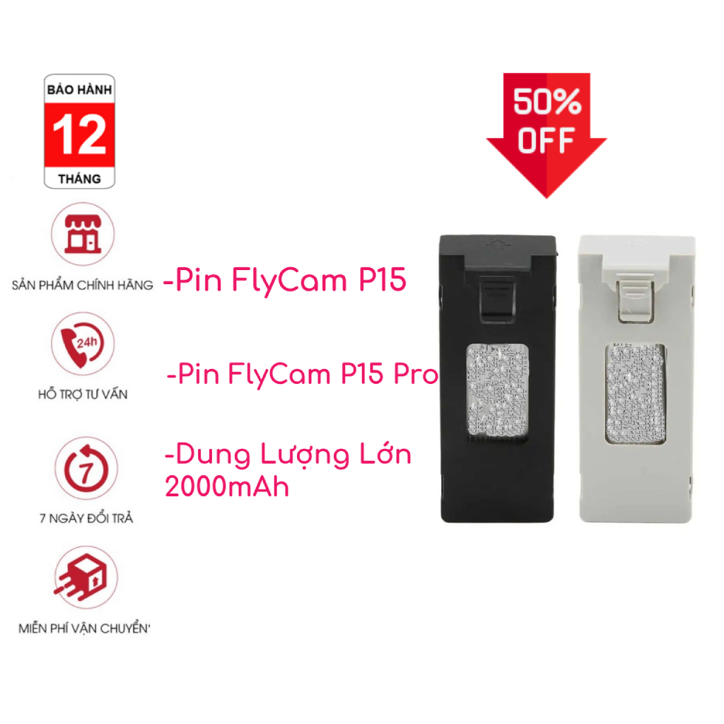 Pin Flycam P15 , Pin Flycam P15 Pro, Pin Flycam P15 Pro Dung Lượng Cao 3.7V - 2000mAh