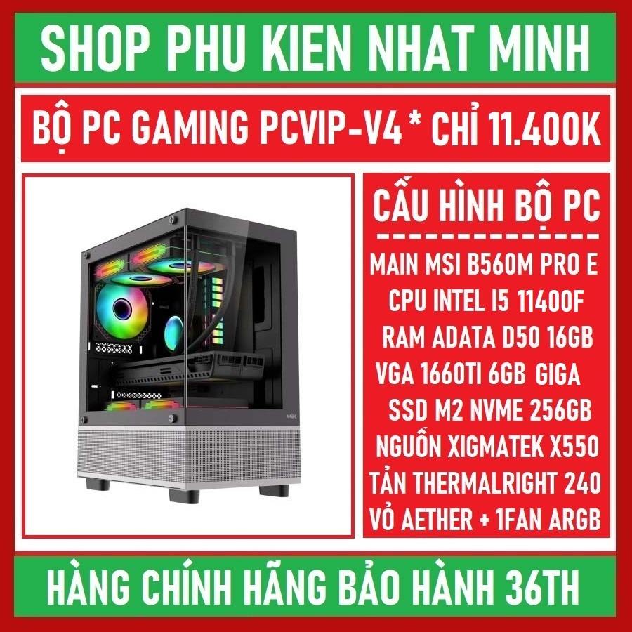 Bộ máy tính PC FULL GAME B560+i5 11400F+16GB+1660TI+ full LED RGB chiến mọi loại game BH chính hãng BH 36 tháng