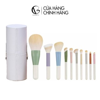 Bộ cọ trang điểm cá nhân GUVIET kích cỡ mini gồm 10 cọ kèm theo ống cắm cọ