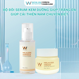 Bộ Đôi Dưỡng Trắng, Mờ Sạm Nám Chuyên Sâu, Chống Lão Hóa WonJin Serum Melaless 50ml+ Kem Dưỡng Melaless 80g