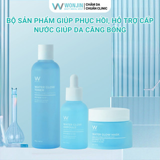 Bộ 3 Phục Hồi Và Cấp Nước Giúp Cho Da Căng Bóng WonJin Water Glow Toner 250ml + Serum 50ml+ Kem Dưỡng 50g