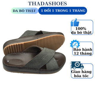 Dép quai ngang quai chéo da bò cao cấp THÀNH ĐẠT bảo hành keo trọn đời
