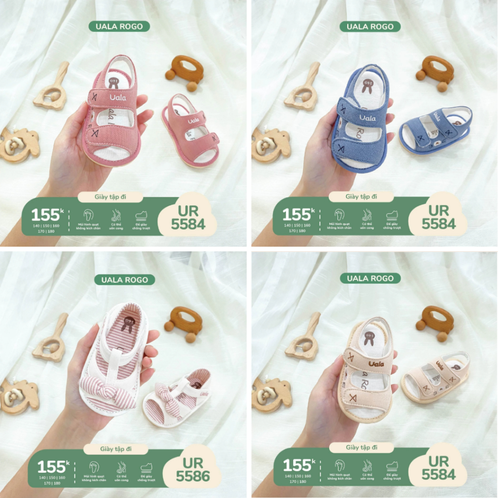 Giày tập đi, dép tập đi bé trai, bé gái đế mềm, chống trượt UalaRogo - Topbabyshop