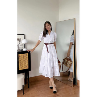 Đầm midi cotton lỗ - yv le & co