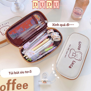 [Hàng mới về] Túi bút, túi đựng bút INS Nhật Bản GẤU công suất lớn dây kéo LỚN học sinh văn phòng phẩm