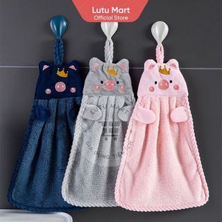 Khăn Lau Tay Nhà Bếp Lau Bát Dĩa Thấm Hút Tốt Hình Heo Dễ Thương Loại Dày - Lutu Mart