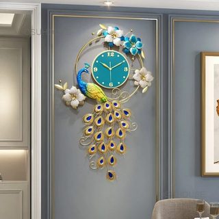 Đồng Hồ Treo Tường Trang Trí Nhà Cửa Nghệ Thuật Decor Họa Tiết Chim công vòng tròn -kt 100* 60cm