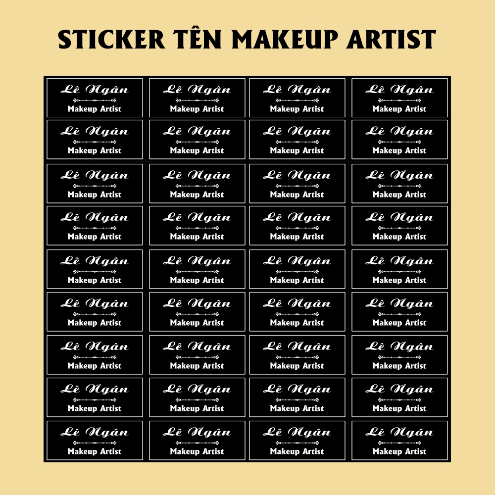 150 Sticker In Tên Theo Yêu Cầu - Mẫu MAKEUP ARTIST - Decal Nhựa Chống Nước | Kích thước 3.5x1.5cm
