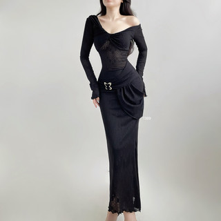 MAYA - Đầm maxi thun ren ôm body xoắn ngực quyến rũ sang trọng