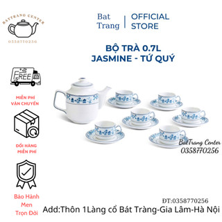 (4 MẪU)Ấm chén pha trà Bát Tràng men sứ Trắng-bộ Jasimine Tứ Quý