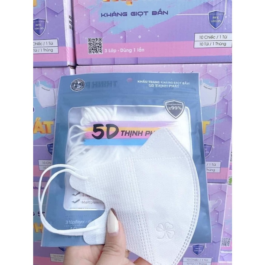 [Set 20 Cái] Khẩu Trang 5D Mask Thịnh Phát Chính Hãng Hàng Cao Cấp Dày 3 Lớp Vải Không Dệt Chống Lem sơn