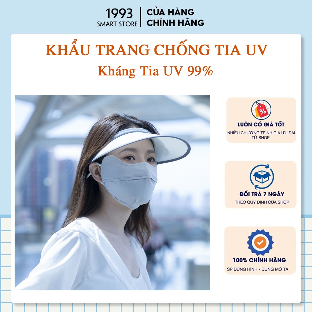 Khẩu trang chống tia uv cao cấp chất lụa băng dày và mát chống tia uv 100%