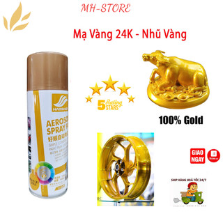 [ Chính Hãng ] Sơn xịt mạ vàng 24k - Sơn nhũ vàng 24k - Sơn vàng Gold bóng, Sơn xịt ô tô xe máy, Dát vàng nội thất