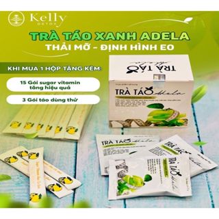 Trà Táo Xanh Giảm Cân Kelly Thảo Mộc Adela Detox Hộp 12 Gói Giảm Mỡ Bụng