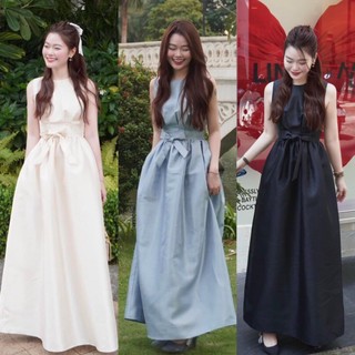 Đầm midi sát nách nơ eo