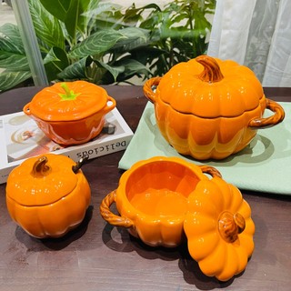 Bát tô sứ đẹp có nắp hình bí ngô siêu cute gốm Vạn Lợi