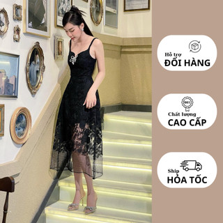 Đầm ren nơ đá cao cấp dáng dài, chất ren cao cấp mặc đi tiệc, đi chơi nhà MINI, mã K2339