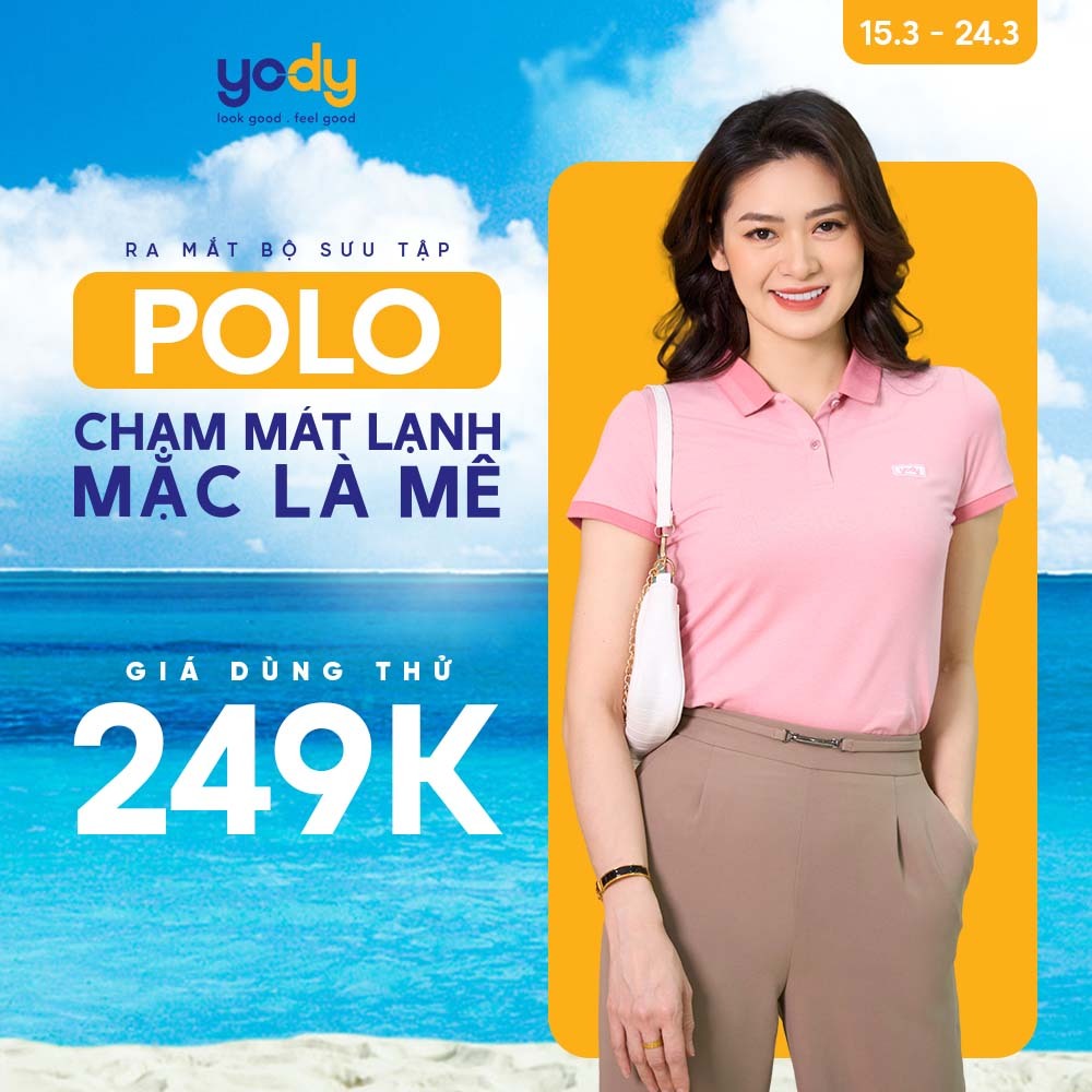 Áo thun polo nữ YODY mắt chim ngắn tay thấm hút tốt dáng công sở nhiều màu APN3340