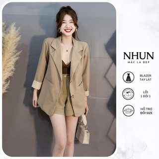 Áo blazer nữ NhunFashion Áo vest nữ khoác ngoài phối tay 2 lớp phong cách Hàn Quốc trẻ trung năng động N43