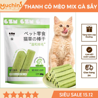 Thanh cỏ mèo mix gà sấy khô gói 30g, đồ ăn khô cho mèo và hamter giúp tiêu búi lông, sạch và khỏe răng, bổ sung vitamin
