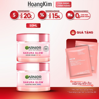 Kem dưỡng trắng da garnier sakura glow 50+ ngày và đêm dưỡng trắng sáng và đều màu da 50ml