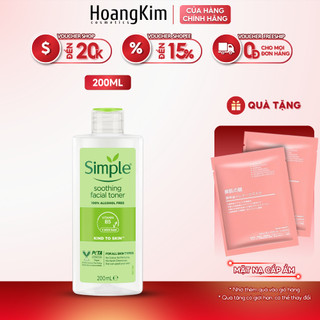 Nước hoa hồng Simple Smoothing Facial Toner làm dịu và cân bằng độ ẩm cho da 200ml