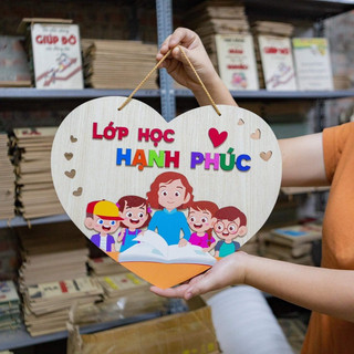 Bảng gỗ decor Qui tắc hạnh phúc tranh treo trang trí lớp Học , Góc Thư Viện ,Mẫu Giáo