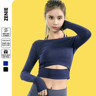 Áo Tập Gym Nữ Tay Dài Cách Điệu Tôn Ngực Nâng Vai Quyến Rũ A22