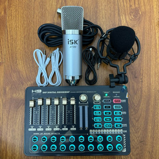 Bộ Mic thu âm Livestream Mic ISK AT350 + Sound Card H9 bản mới nhất kèm dầy kết nổi đầy đủ bh 1 năm