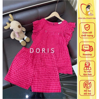 Bộ bầu cộc tay kẻ caro - bộ quần áo bà bầu trước và sau sinh mùa hè chất được mềm mát - quần áo cho mẹ bầu