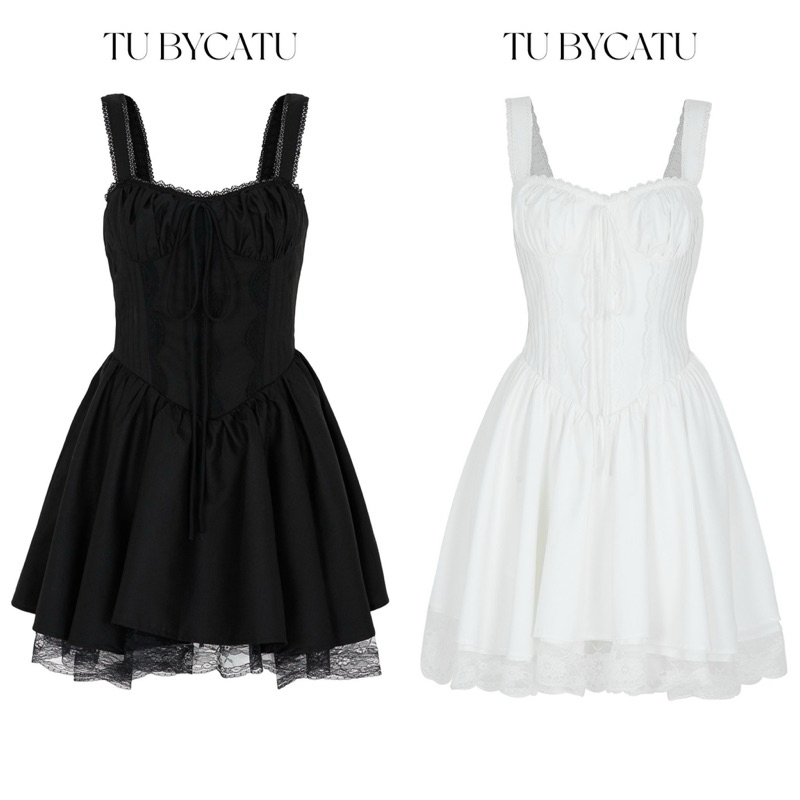TUBYCATU | Đầm hai dây amity white/ black dress