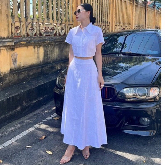 Rập giấy thiết kế là bản vẽ giấy không phải quần áo. Rập set bộ nưx áo sơ mi croptop và chân váy bổ 