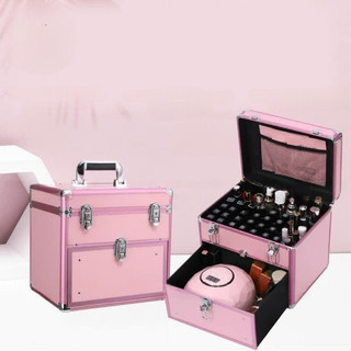 Cốp nhôm vali 2 tầng đựng dụng cụ nail phun xăm make up