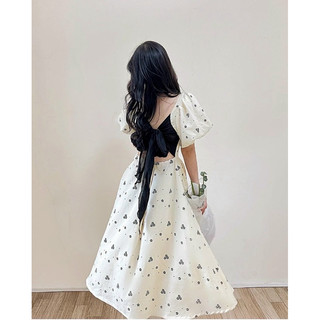 ĐẦM MIDI HOA CỔ U NƠ LƯNG