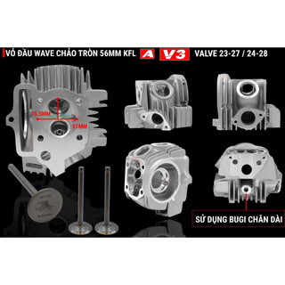 VỎ ĐẦU BÒ V3 CHẢO TRÒN 56MM / CHẢO HỘT VỊT 54MM SUM RACING XE MÁY WAVE DREAM  SUPPAP 23 -  27 /  24 - 28