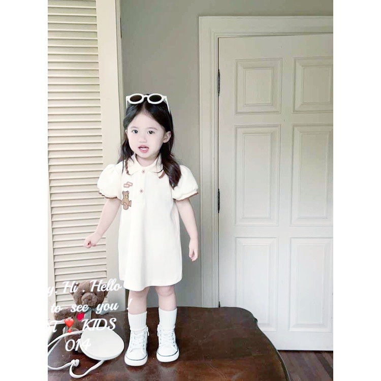 Bộ đồ chân váy cổ bẻ hình gấu cho bé yêu từ 8-25kg