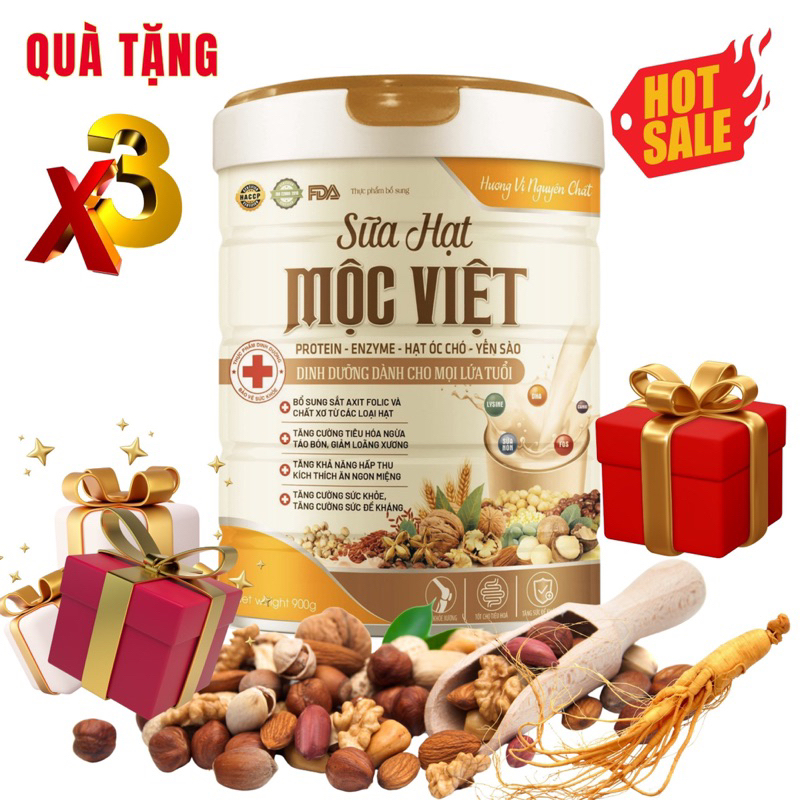 Sữa Hạt Mộc Việt, sữa non,fucoidan,nhân sâm,tảo biển đỏ,17 loại hạt,12 vitamin,10 khoáng