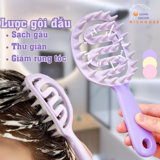 Lược gội đầu massage có tay cầm thế hệ mới hàng nội đia, sạch gàu, gỡ rối, kích thích mọc tóc
