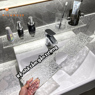 Kệ nhà tắm dán tường trong suốt, Giá đựng đồ gắn vòi nước bồn rửa mặt bằng nhựa Acrylic cứng cáp, có lỗ thoát nước