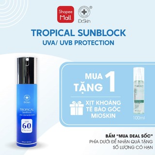 [iDr.Skin Chính Hãng] Kem chống nắng vật lý phổ rộng bảo vệ làn da toàn diện 4h Tropical Sunblock SPF 60 PA++++ 50ml