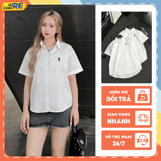 Áo sơ mi cộc tay thêu ngựa Áo trắng dễ phối đồ mặc đi học đi chơi C&H Clothing