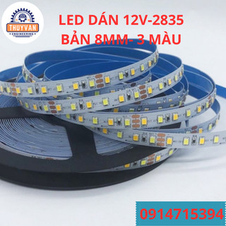 Led dán 3 màu 12v-120led-2835-8mm