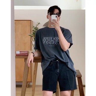 Áo Phông Nam Cotton Màu Xám Chuột NEWYORK Đơn Giản
