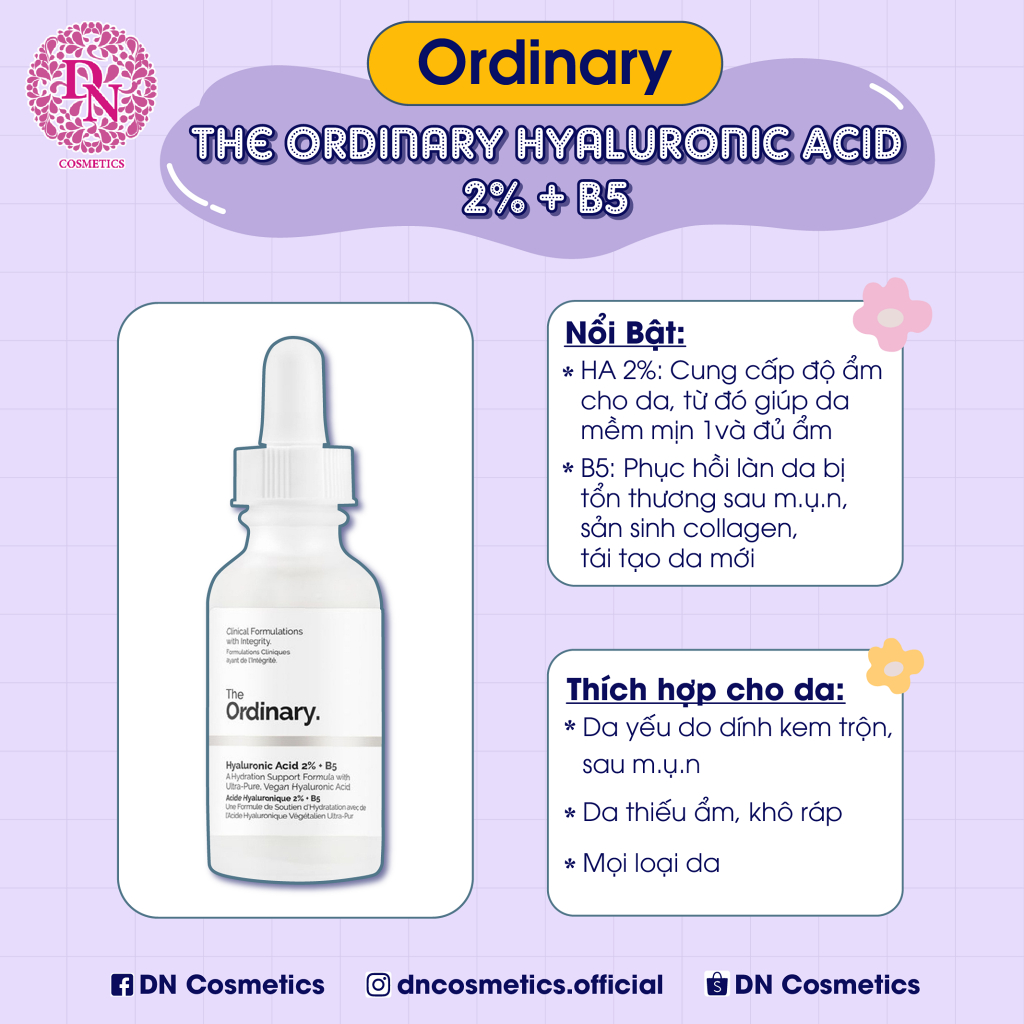 Tinh chất dưỡng ẩm da The Ordinary Hyaluronic Acid 2% + B5 30ml