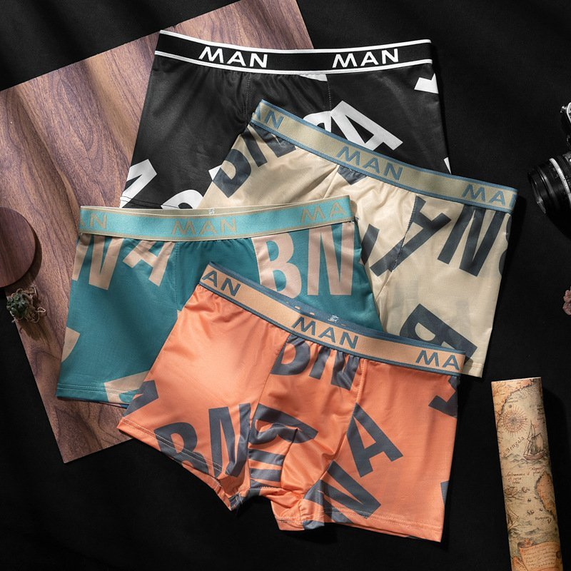 Quần lót đùi nam boxer Set 4 cái ưu đãi cao cấp chất thun cotton lụa mịn mềm mại