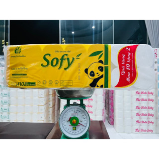 giấy vệ sinh SOFY GẤU TRÚC VÀNG, khuyến mãi lớn mua 10 cuộn TẶNG 2 cuộn + 1 bịch giấy rút